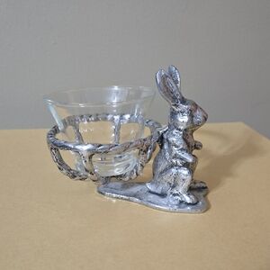 Pottery Barn Silver Rabbit Glass Bowl Holder